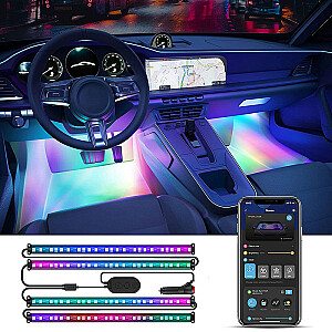 Govee RGBIC salona automašīnas gaismas viedās sloksnes gaismas caurspīdīgs Bluetooth