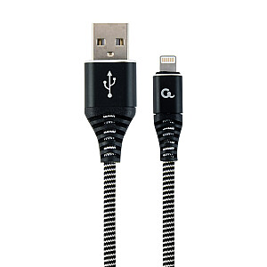 Gembird CC-USB2B-AMLM-2M-BW zibens kabelis melns, balts