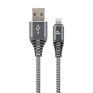 Gembird CC-USB2B-AMLM-2M-WB2 zibens kabelis pelēks, balts