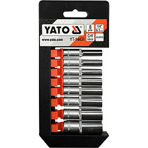Головки Yato длиной 1/4 дюйма, 8 шт. (YT-14431)
