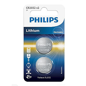 БАТЕРИЯ PHILIPS CR2032P2/01B LITOWA BLISTER 2SZT CR2032P2/01B ЛИТИЙ