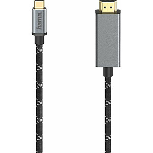 Hama USB-C–HDMI kabelis 1,5 m melns (002005070000)