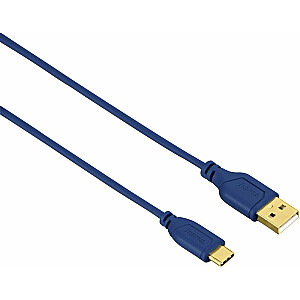 USB kabelis Hama USB-A — USB-C 0,75 m, zils (001357850000)