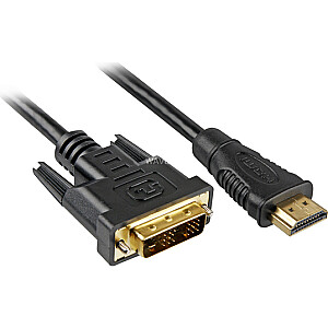 Sharkoon HDMI kabelis — DVI-D 5 m, melns (4044951009077)