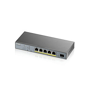 Zyxel tīkla slēdzis GS1350-6HP-EU0101F pārvaldīts L2 gigabitu Ethernet (10/100/1000) pelēkā barošana, izmantojot Ethernet (PoE)
