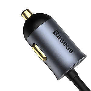 Baseus Share Together car charger with extension cord, 3x USB, USB-C, 120W (gray)