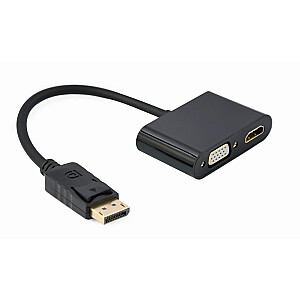 Gembird A-DPM-HDMIFVGAF-01 DisplayPort no vīrieša uz sievišķo HDMI + sieviešu VGA adaptera kabelis, melns