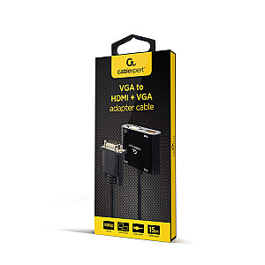 Адаптер видеокабеля Gembird A-VGA-HDMI-02 0,15 м HDMI + VGA (D-Sub) VGA (D-Sub) Черный