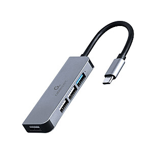 Gembird UHB-CM-U3P1U2P3-01 4 portu USB Type-C centrmezgls (1 x USB 3.1 + 3 x USB 2.0), sudraba krāsa
