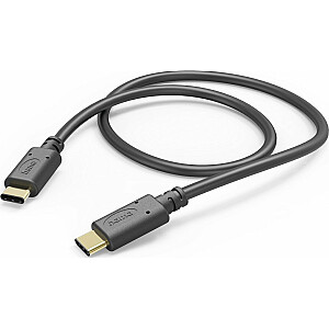 USB kabelis Hama HAMA CABLE UZLĀDES/DATU KABELIS TIPA-C/TIPA-C 1.0M MELNS