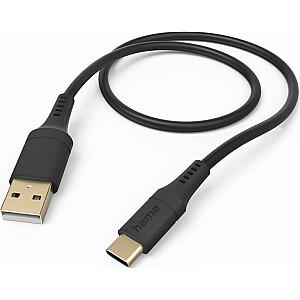 Hama USB kabelis HAMA UZLĀDES/DATU KABELIS "FLEXIBLE", USB-A - USB-C, 1,5 m, SILIKONS, MELNS