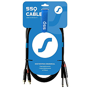 SSQ RCAJM2 SS-1428 kabelis 2x RCA - 2x ligzda Mono 6.3mm 2m melns