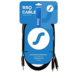 SSQ MIJRCA3 SS-1423 Mini Jack Stereo kabelis 3,5 mm - 2x RCA 3 m, melns