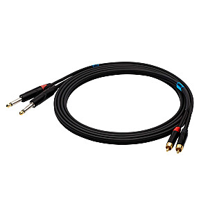 SSQ RCAJM1 SS-1427 kabelis 2x RCA - 2x ligzda Mono 6.3mm 1m melns