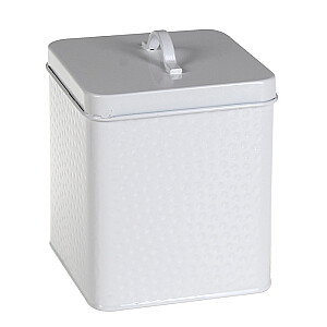 Kaste metāla 4Living ar vāku balta 14x14x18,5cm 601897-2