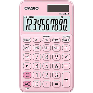 CASIO SL-310UC PK kabatas kalkulators rozā krāsā, 10 Ciparu displejs