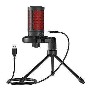 Vadu spēļu mikrofons SAVIO ar fona apgaismojumu, statīvs, USB, SONAR PRO