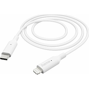 USB kabelis Hama HAMA UZLĀDĒŠANAS KABELIS/DATU LIGHTNING/TYPE-C MFI 1.0M WHITE