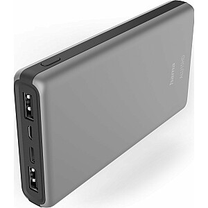 Ārējais akumulators Hama HAMA POWER PACK "ALU15HD" 15000 mAh, SUDRABA