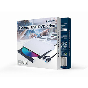 Gembird DVD-USB-03-BW Ārējais USB DVD diskdzinis, melnbalts