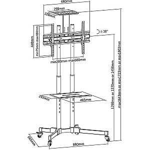 Techly ICA-TR16T 177,8 cm (70 collu) displeja stiprinājums, melns