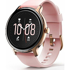 Hama Fit Watch 4910 viedpulkstenis, rozā zelta korpuss, pūderrozā siksniņa, IP68 ūdensizturīgs, sirdsdarbības monitors, pulsa oksimetrs