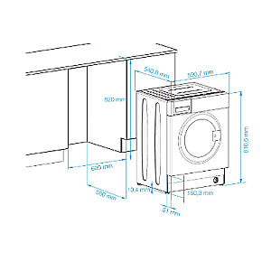 Veļas mašīna BEKO Built In washing machine WITC7612B0W 7 kg, 1200 rpm, Energy class C (old A+++), Depth 55 cm big LED screen