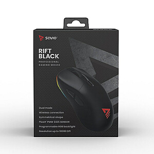 Savio RIFT BLACK spēļu pele RGB Dual Mode