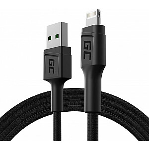 USB kabelis Green Cell USB-A — zibens 1,2 m melns (KABGC21)