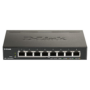 D-Link DGS-1100-08PV2 tīkla slēdzis pārvaldīts L2/L3 Gigabit Ethernet (10/100/1000) Power over Ethernet (PoE) Melns