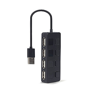 Gembird UHB-U2P4-05 USB 2.0 4-portu centrmezgls ar slēdžiem, melns