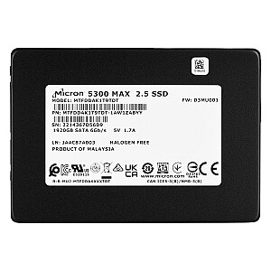 Micron 5300 MAX 1,92 TB SATA 2,5 collu SSD MTFDDAK1T9TDT-1AW1ZABYY (DWPD 5)