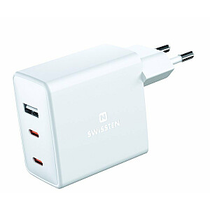 Swissten GaN зарядное устройство 2 x USB-C / USB / 70W