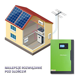 Qoltec 53886 Off-Grid 3.5kW hibrīda saules enerģijas pārveidotājs | 100A | 24V | MPPT | Sinus