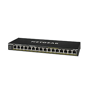 NETGEAR GS316PP Неуправляемый гигабитный Ethernet (10/100/1000) Power over Ethernet (PoE), черный
