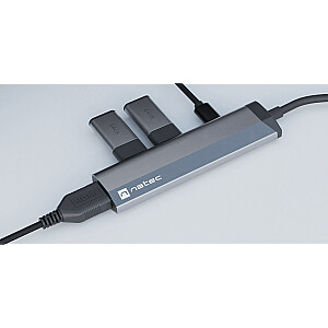 NATEC Fowler Slim Wired USB 3.2 Gen 1 (3.1 Gen 1) Type-C, melns, hroms