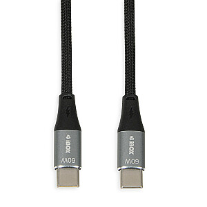 iBOX IKUTC USB-C kabelis 60W 2m Melns