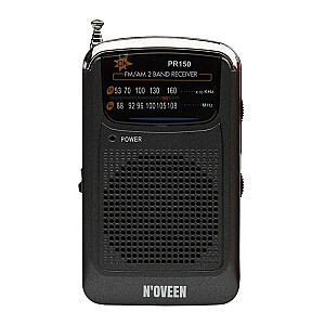 N'oveen PR150 portatīvais radio, melns