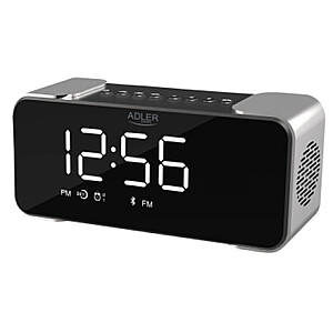 Adler Wireless alarm clock with radio AD 1190 AUX in, Silver/Black, Alarm function