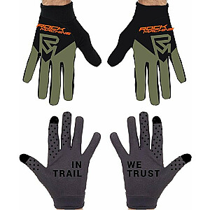 Вело перчатки Rock Machine Race, черный/зелёный/оранжевый, размер L