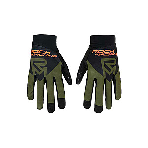 Вело перчатки Rock Machine Race, черный/зелёный/оранжевый, размер M