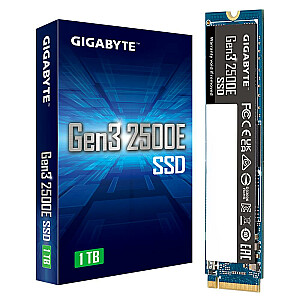 Твердотельный накопитель GIGABYTE Gen3 2500E 1 ТБ M.2 PCIE NVMe Скорость записи 1800 МБ/с Скорость чтения 2400 МБ/с Среднее время наработки на отказ 2,3 мм 1500000 часов G325E1TB