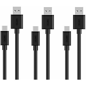 Unitek USB-A–microUSB kabelis 0,3 m melns (Y-C4008BK)