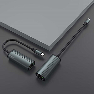 Adapteris SAVIO USB-C 3.1 Gen.1 (M) uz RJ-45 Gigabit Ethernet (F), 1000 Mbps, AK-56, pelēks