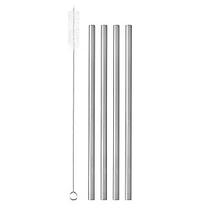 Трубочки для коктейлей металлические прямые Maku 8мм 4 шт. Серебро 625180