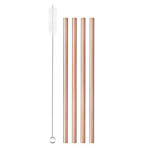 Трубочки для коктейлей металлические прямые Maku 8мм 4 шт. Розовое золото 625208