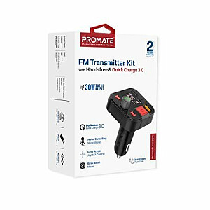 PROMATE PowerTune-30W Bluetooth FM Raidītājs QC3.0 / PD30W / USB / Hands-free