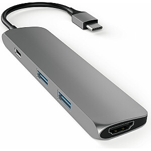 Satechi USB-C stacija / replikators - 2x USB-A + USB-C + HDMI pelēks (ST-CMAM)