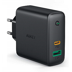 AUEKY PA-D1 sienas lādētājs 1x USB 1x USB-C barošanas piegāde 3.0 Dynamic Detect 30W melns