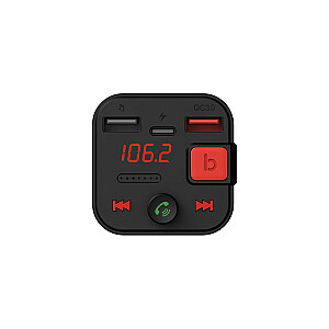 FM-передатчик SAVIO, Bluetooth 5.3, зарядное устройство QC 3.0, светодиодный дисплей, усиление басов, TR-15, черный